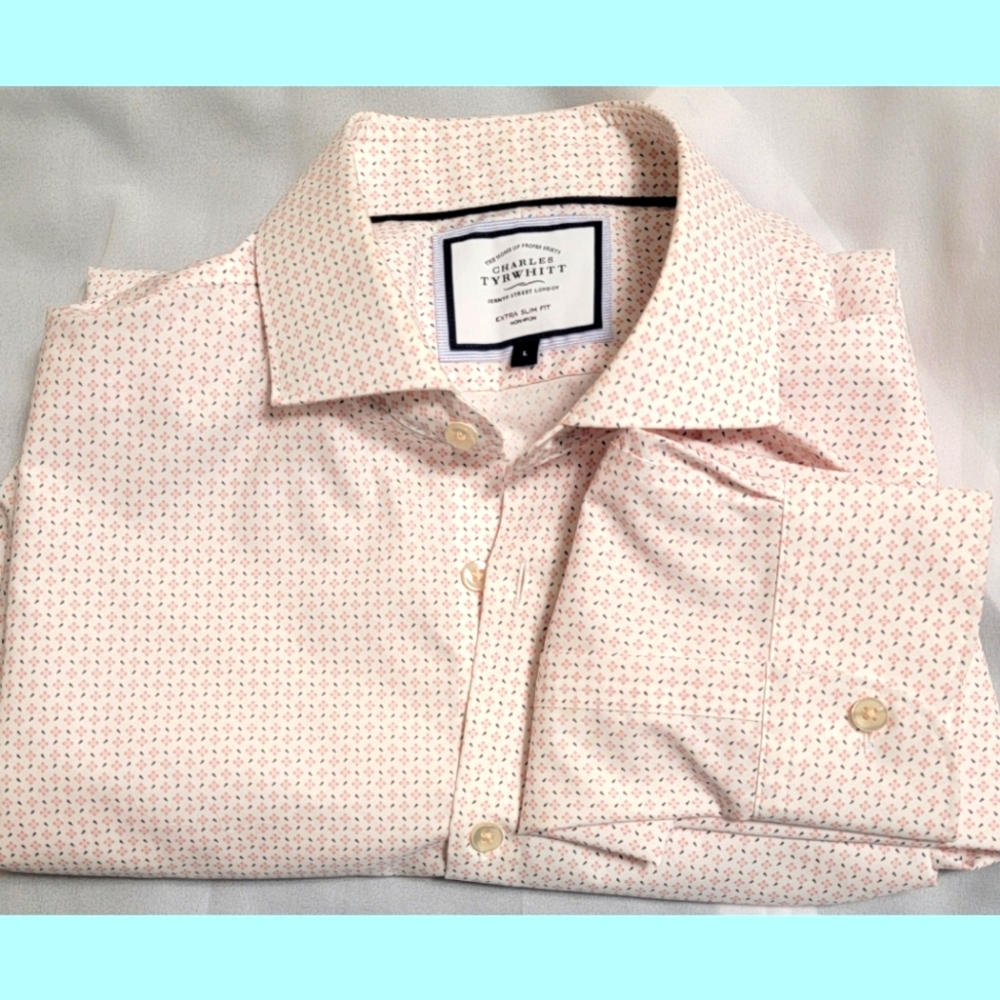 NWOT Charles Tyrwhitt Extra Slim Fit Non-Iron Floral Geometric Shirt
